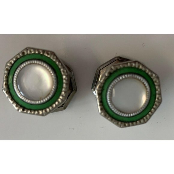 Lot of 3 Sets Art Deco Guilloche Snap Cuff Links